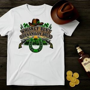 Whiskey Bent Shenanigan Bound Tee • St Patrick’s Day Western Shirt  Irish Cowboy